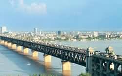 Overlooking Wuhan Yangtze Bridge from Snake Hill